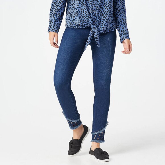 Belle by Kim Gravel TripleLuxe Denim Grommet Jegging 14148 - Picture 1 of 3